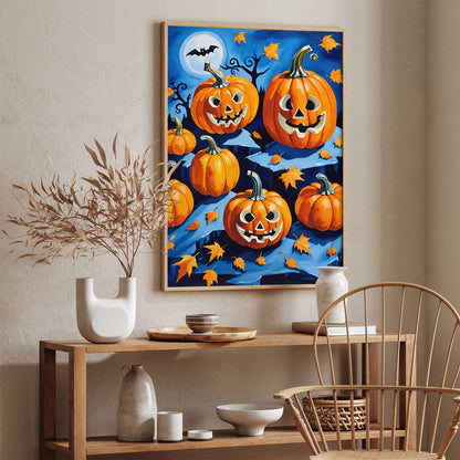 Jack-o'-lantern Halloween Blue Poster 2024