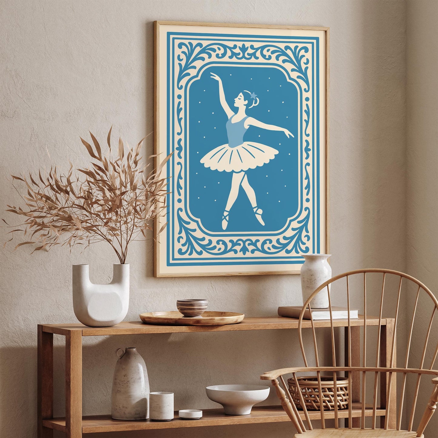 Mystical Ballerina Poster - Blue Dancer Kids Wall Art