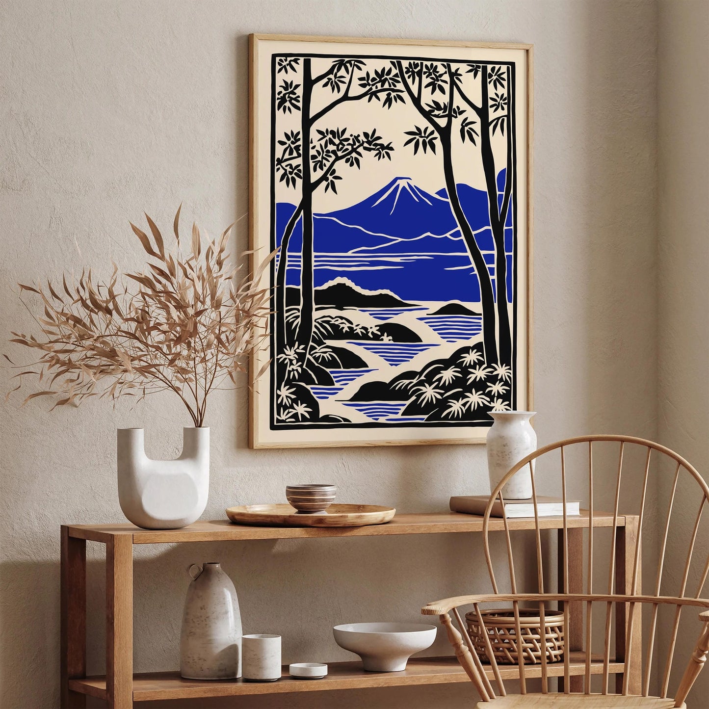 Mount Fuji Japan Travel Poster – Blue Landscape Wall Art