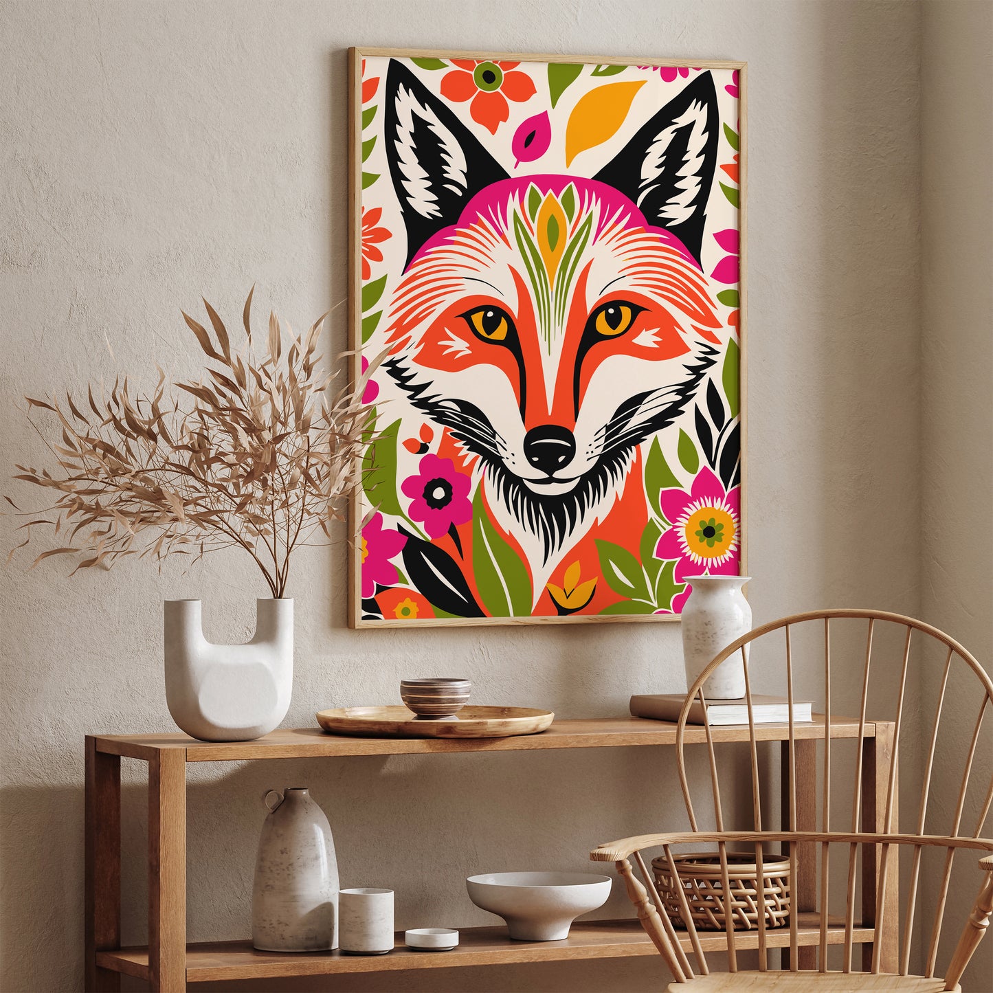 Colorful Bohemian Fox Art Print