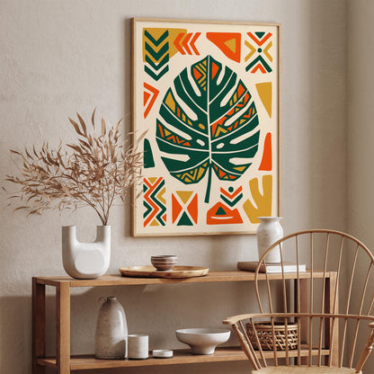 Afrohemian Monstera Leaf Art Poster