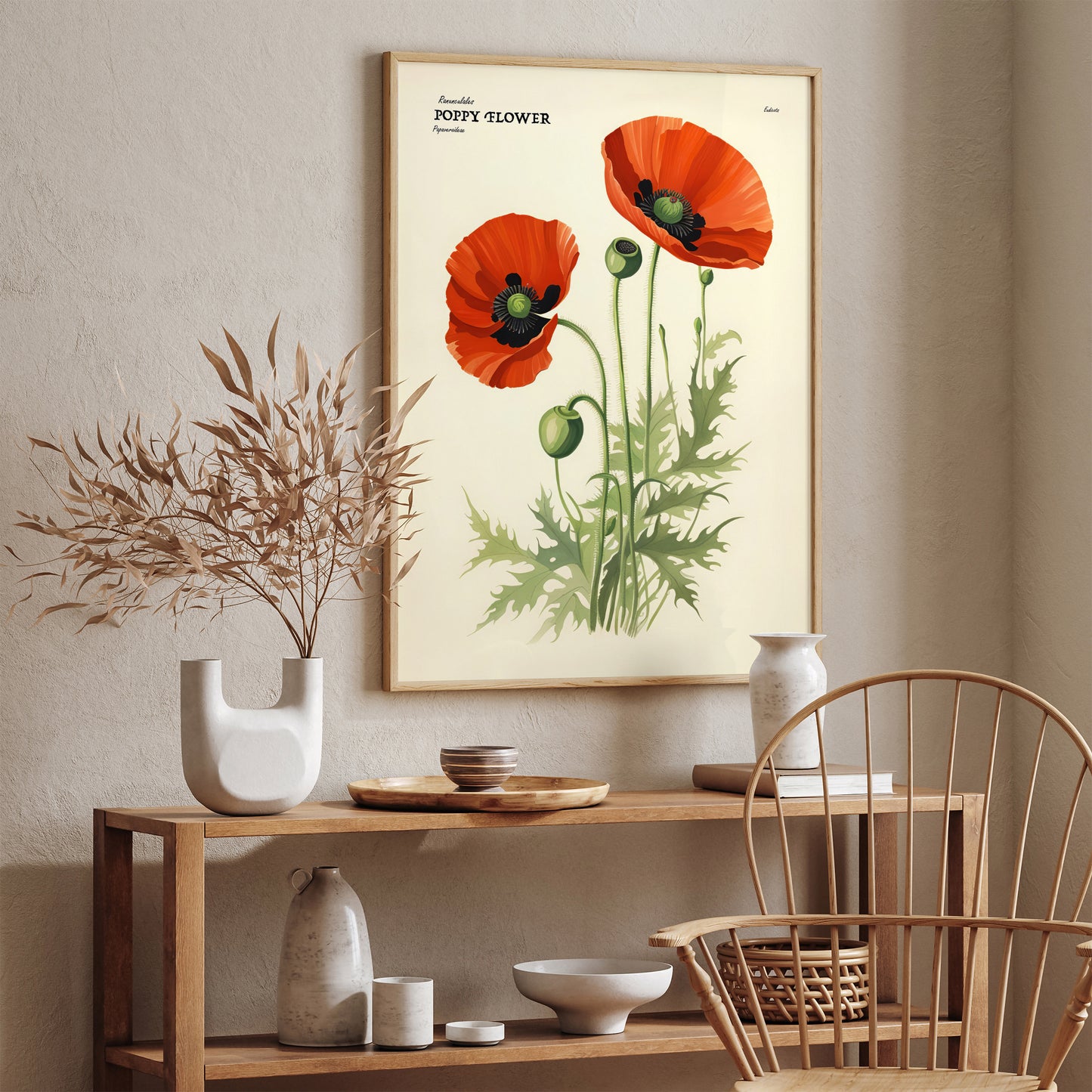 Poppy Flower Illustrated Floral Poster