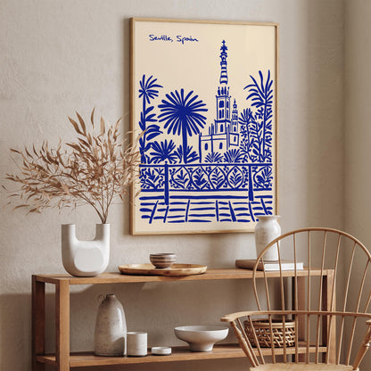Seville Spain Blue Travel Poster