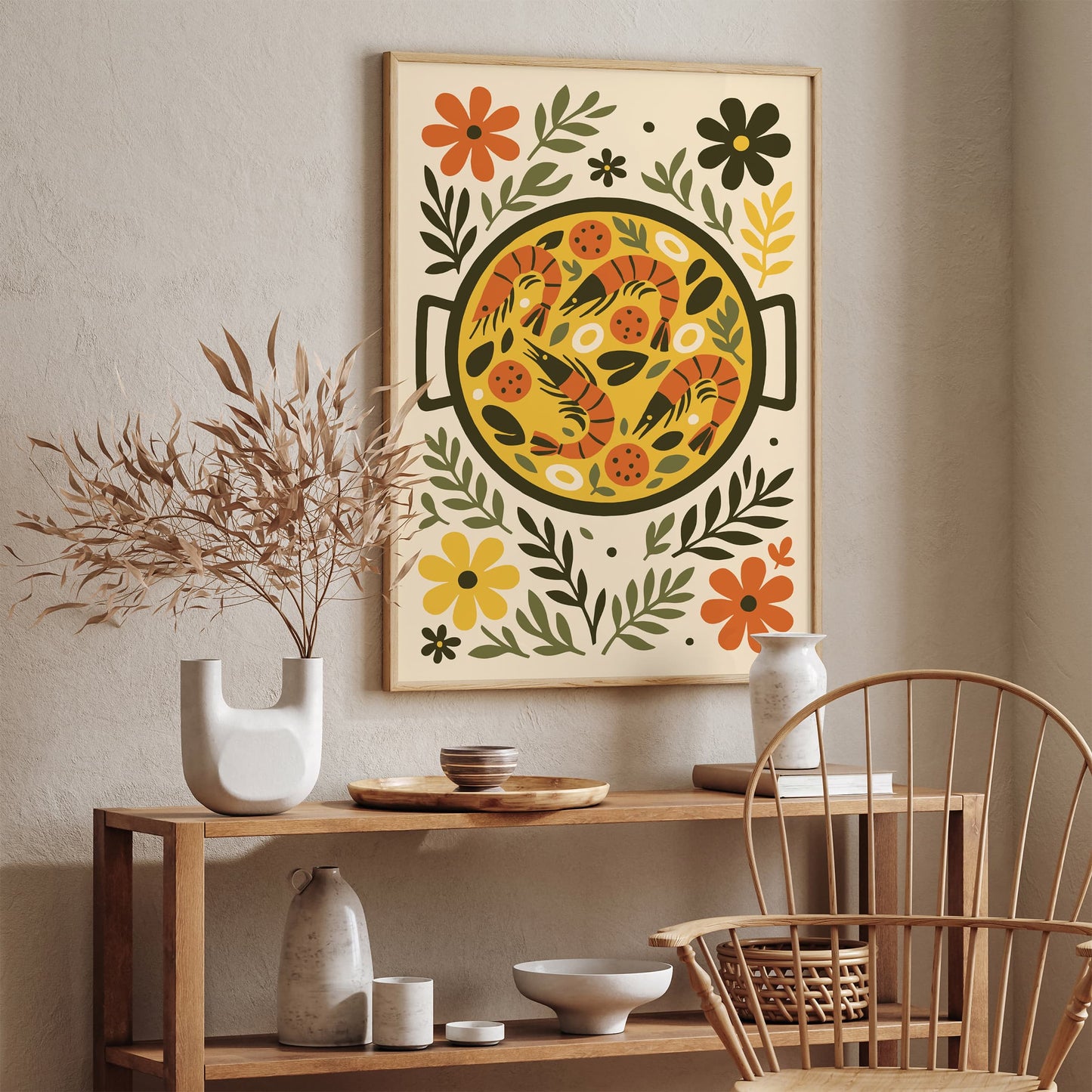 Spanish Paella Poster - Retro Kitchen Wall Art Print