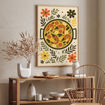 Spanish Paella Poster - Retro Kitchen Wall Art Print