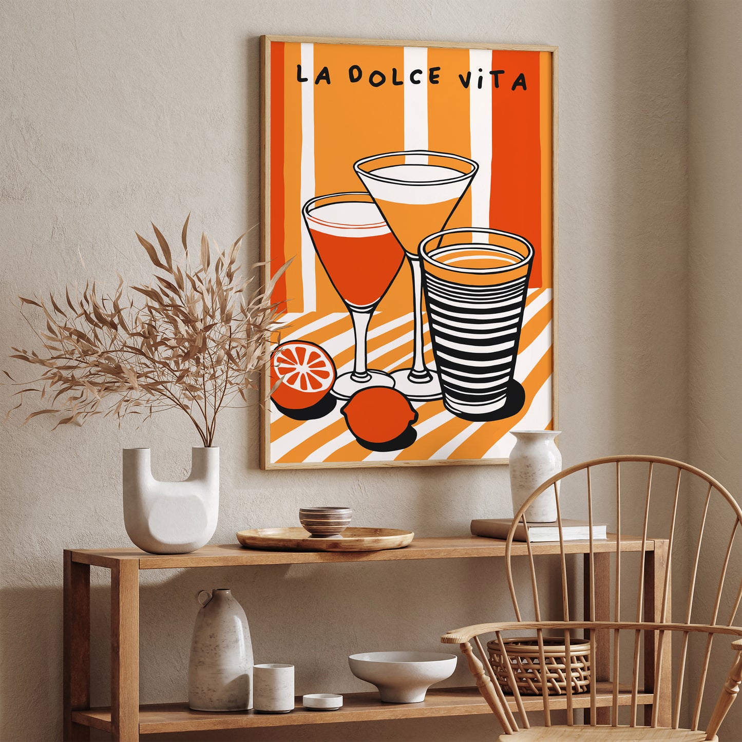 La Dolce Vita, Italian Cafe Orange Wall Art