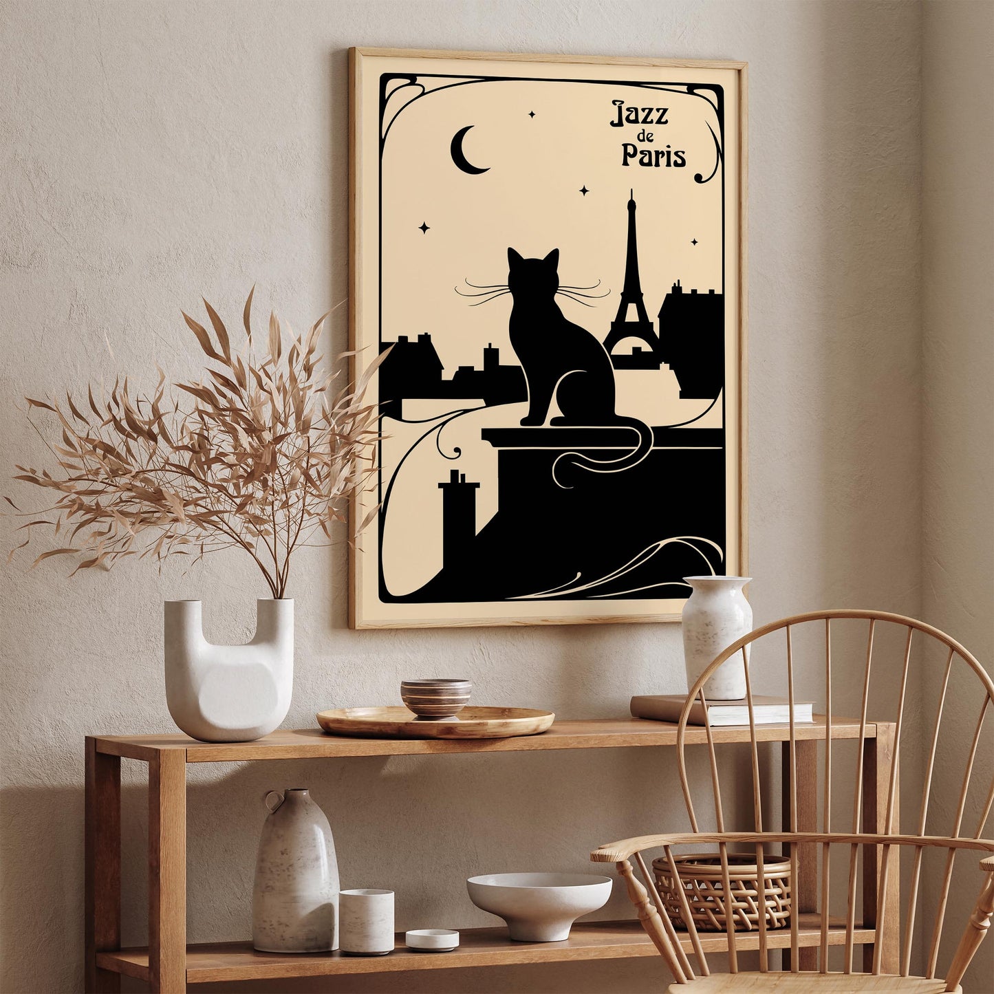 Vintage Jazz de Paris Poster – Music Cat Wall Art Print