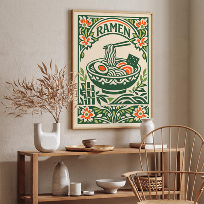 Bowl of Ramen Soup Poster - Japanese Kitchen Wall Art