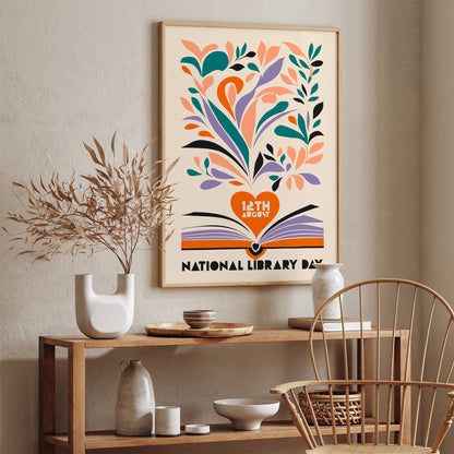 National Library Day Art Print for Book Lovers