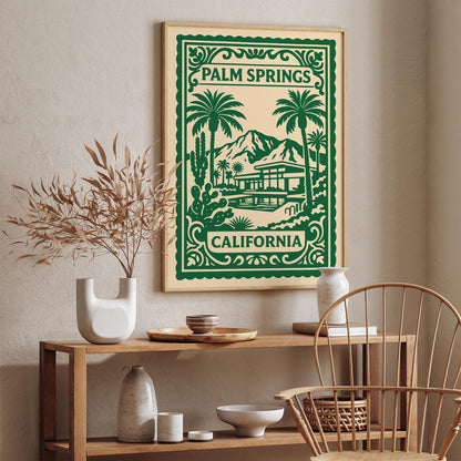 Palm Springs California Green Travel Poster
