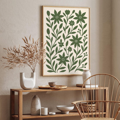 Green Scandinavian Botanical Art Print