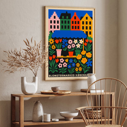 Copenhagen Flower Market Colorful Poster