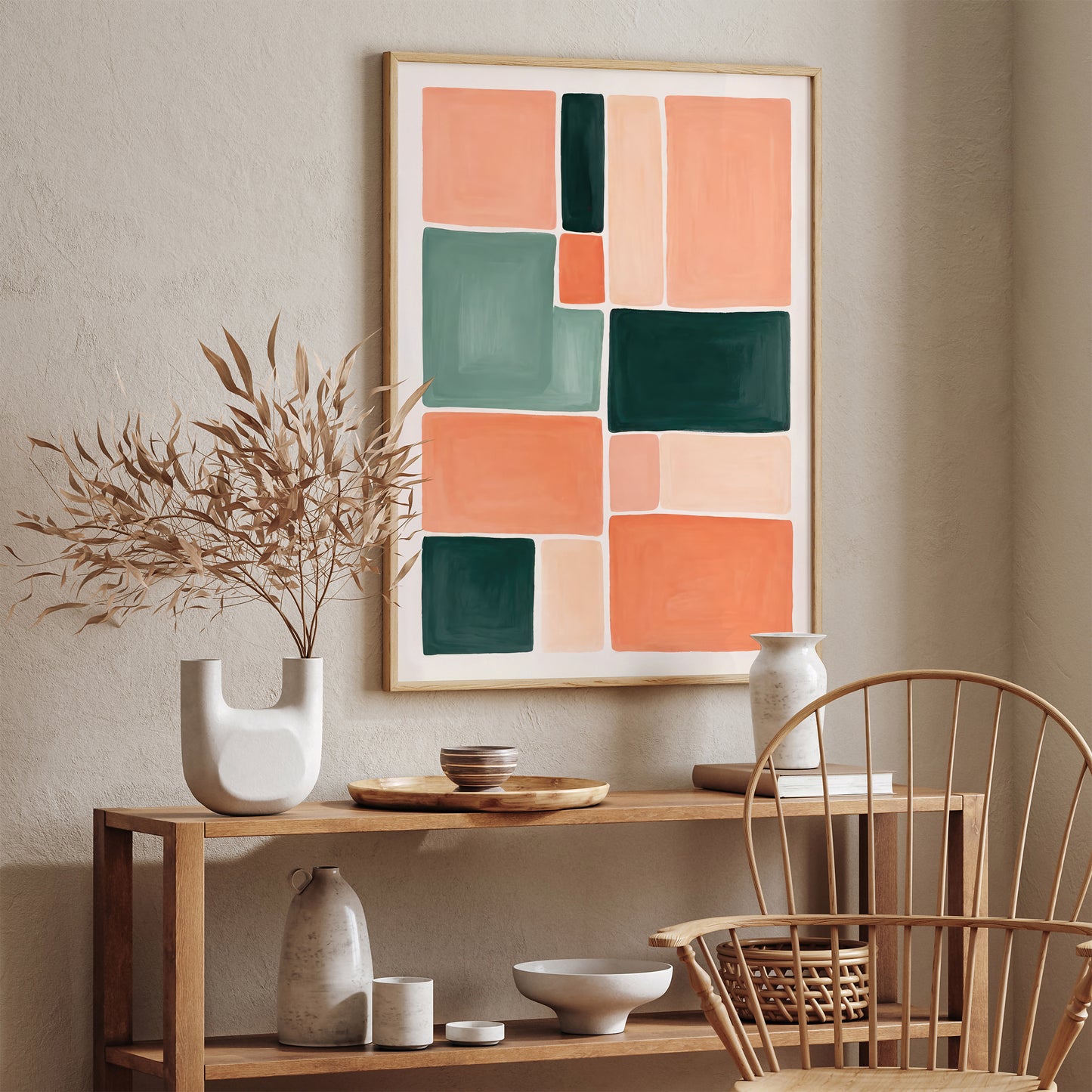 Geometric Peach Colorblocks Art Print