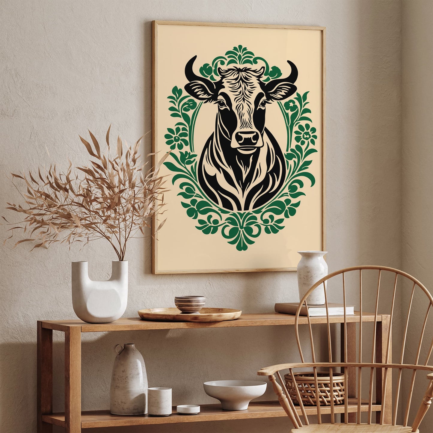 Victorian Cow Portrait Print - Elegant Kitchen Wall Art