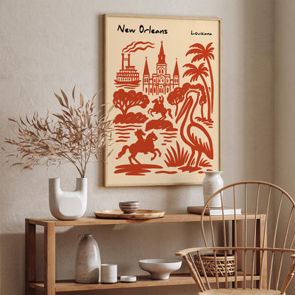 New Orleans Louisiana Red Poster