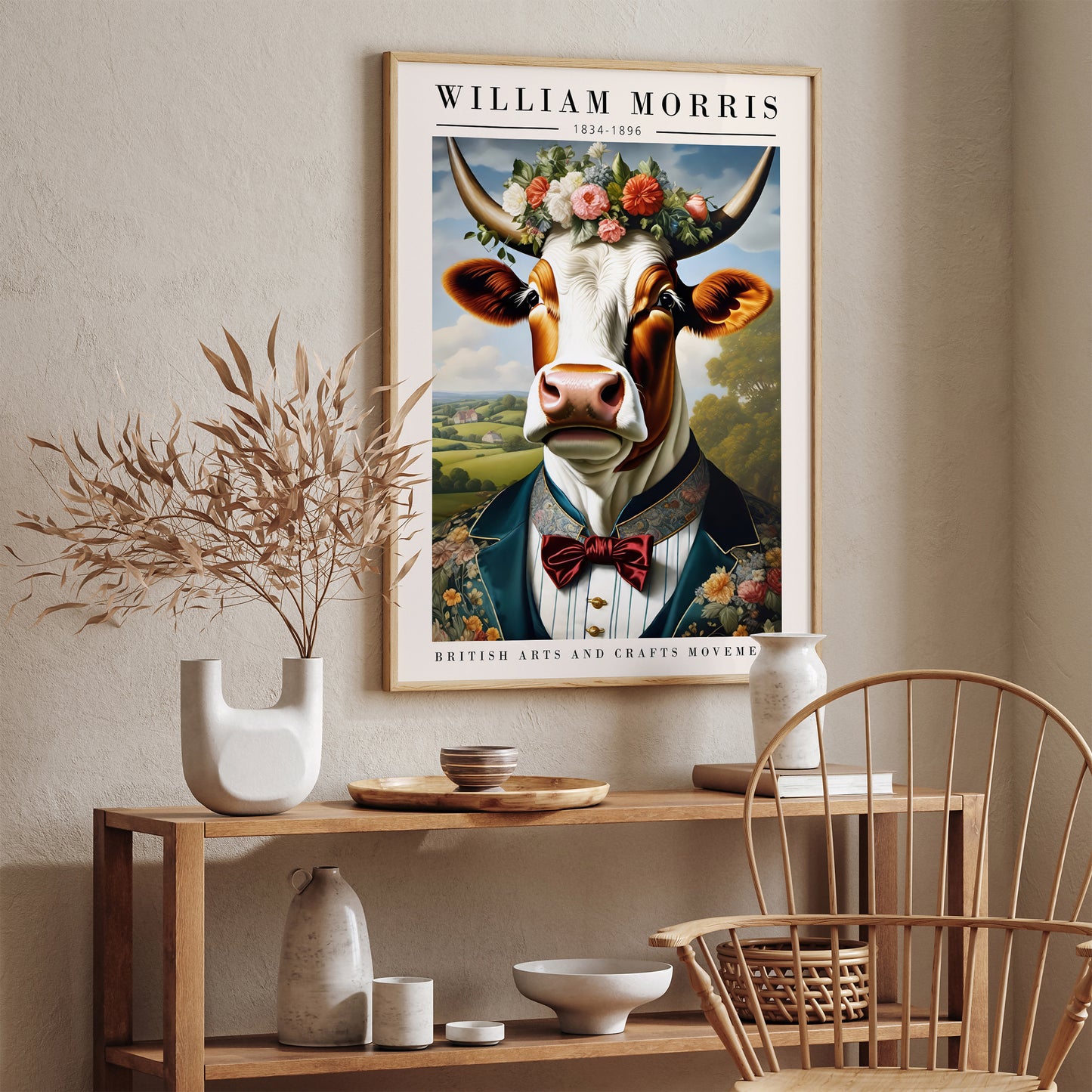 Elegant Cow Portrait Morris Poster