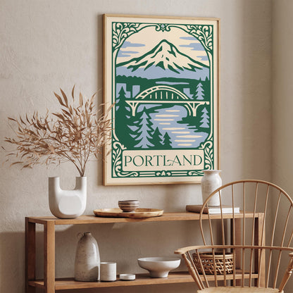 Portland Oregon Cityscape Poster – Urban Wall Art