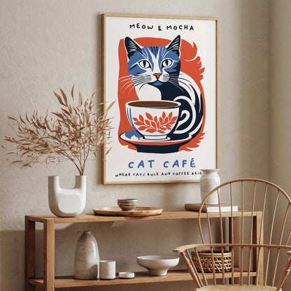 Cat Cafe Art Print - Kitchen Wall Decor