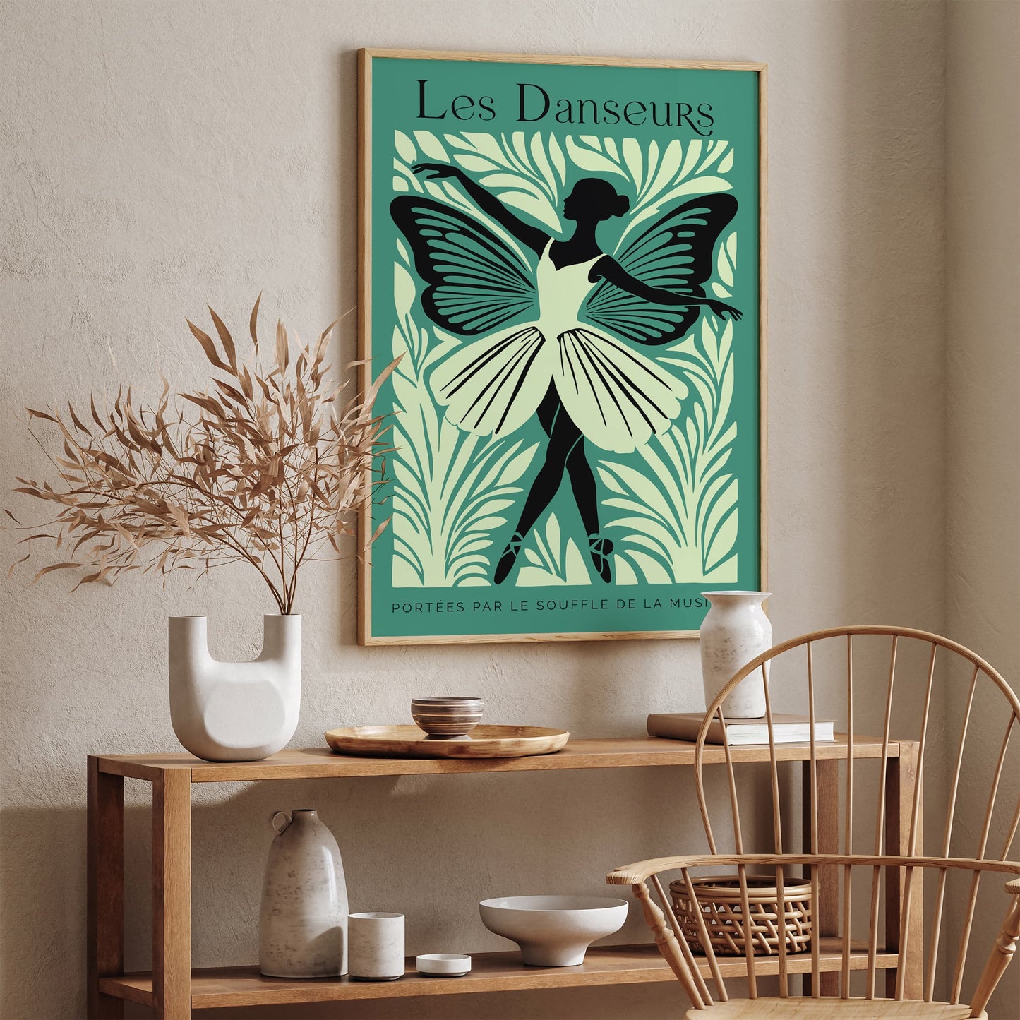 Les Danseurs French Green Ballet Poster