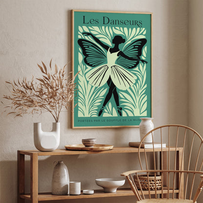Les Danseurs French Green Ballet Poster