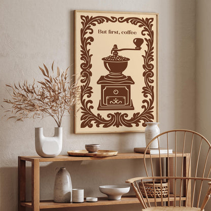 But First Coffee Poster - Vintage Kitchen Wall Art