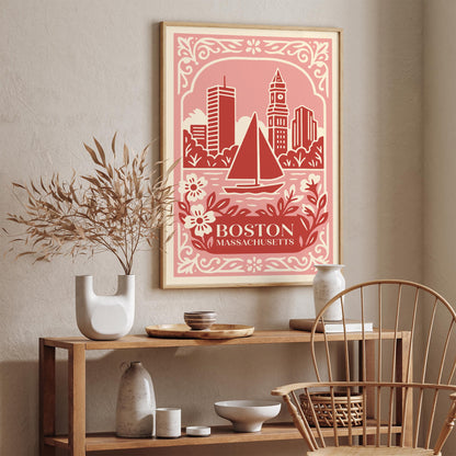 Boston Massachusetts Travel Poster