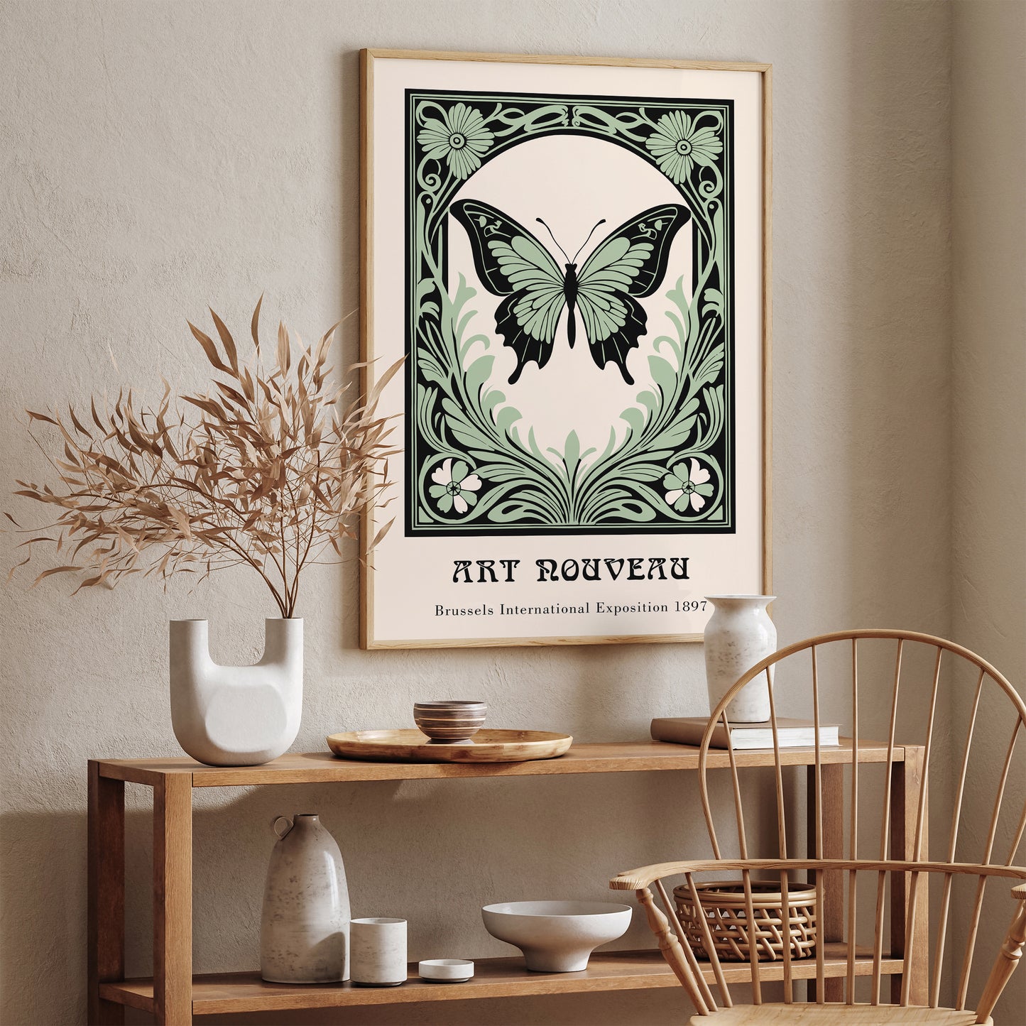 Art Nouveau Green Butterfly Poster