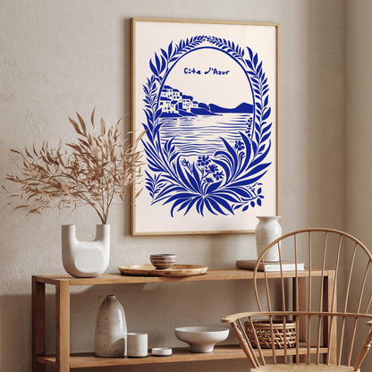 Cote d Azur French Blue Travel Art Print