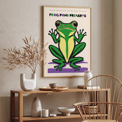 Retro Frog Pond Nature Poster