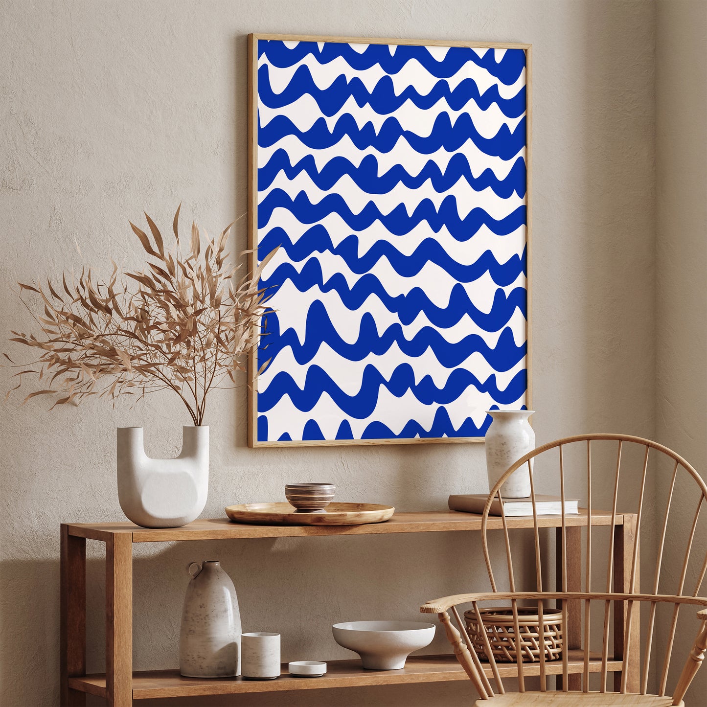 Blue Indigo La Mer Abstract Poster