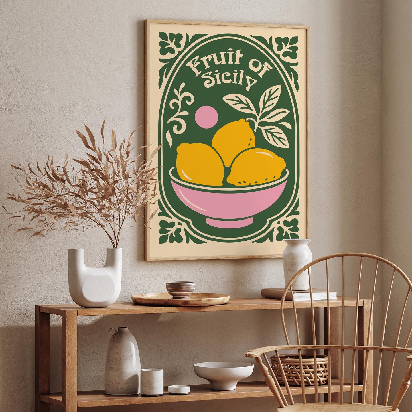 Fruit of Sicily Poster - Yellow Lemons Wall Art Print