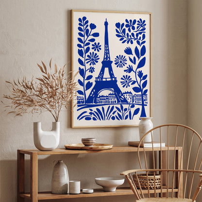 Paris France Blue Eiffel Tower Art Print 2024