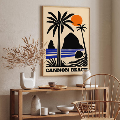 Cannon Beach Oregon Poster - Retro Landscape Print