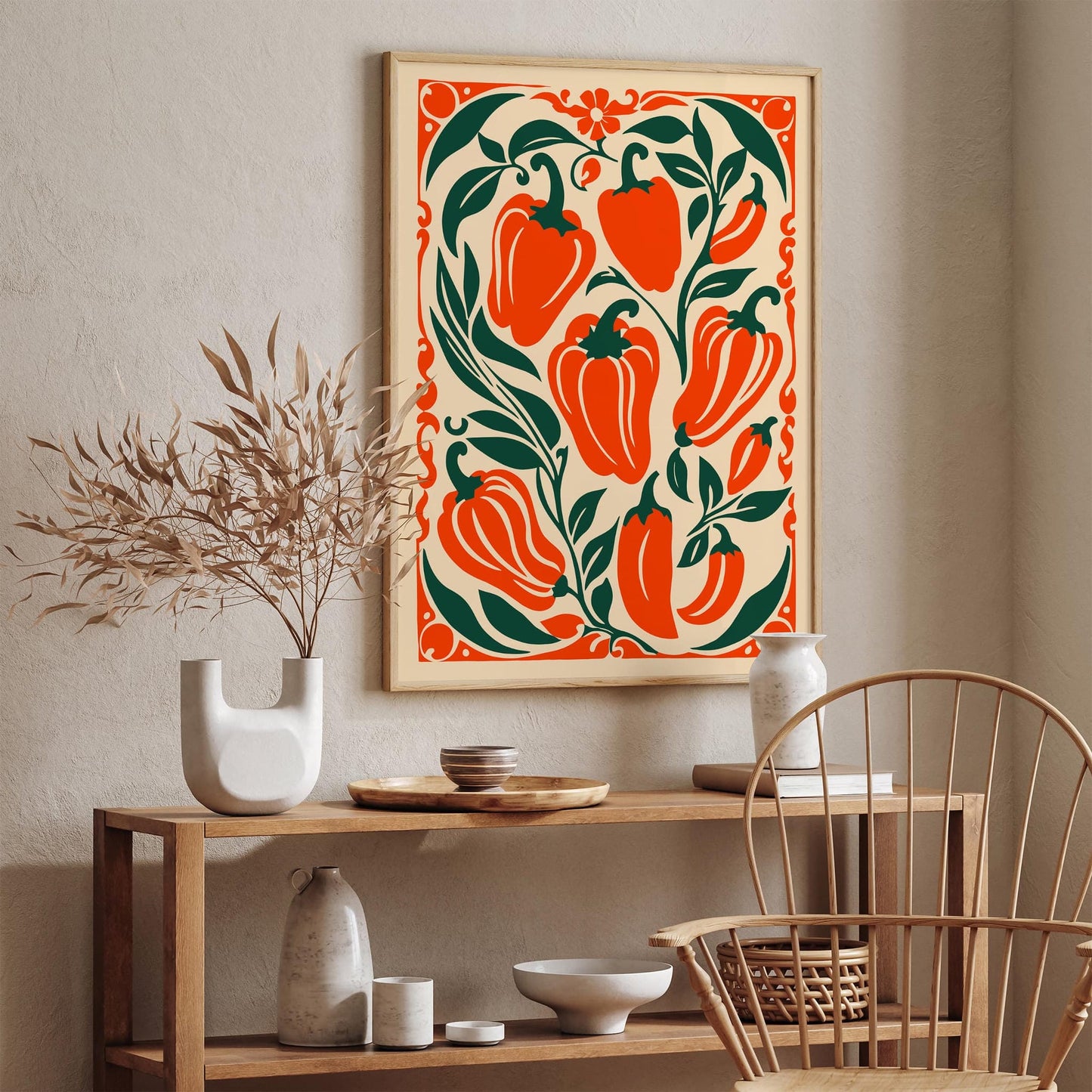 Orange Peppers - Farmhouse Kitchen Art Print