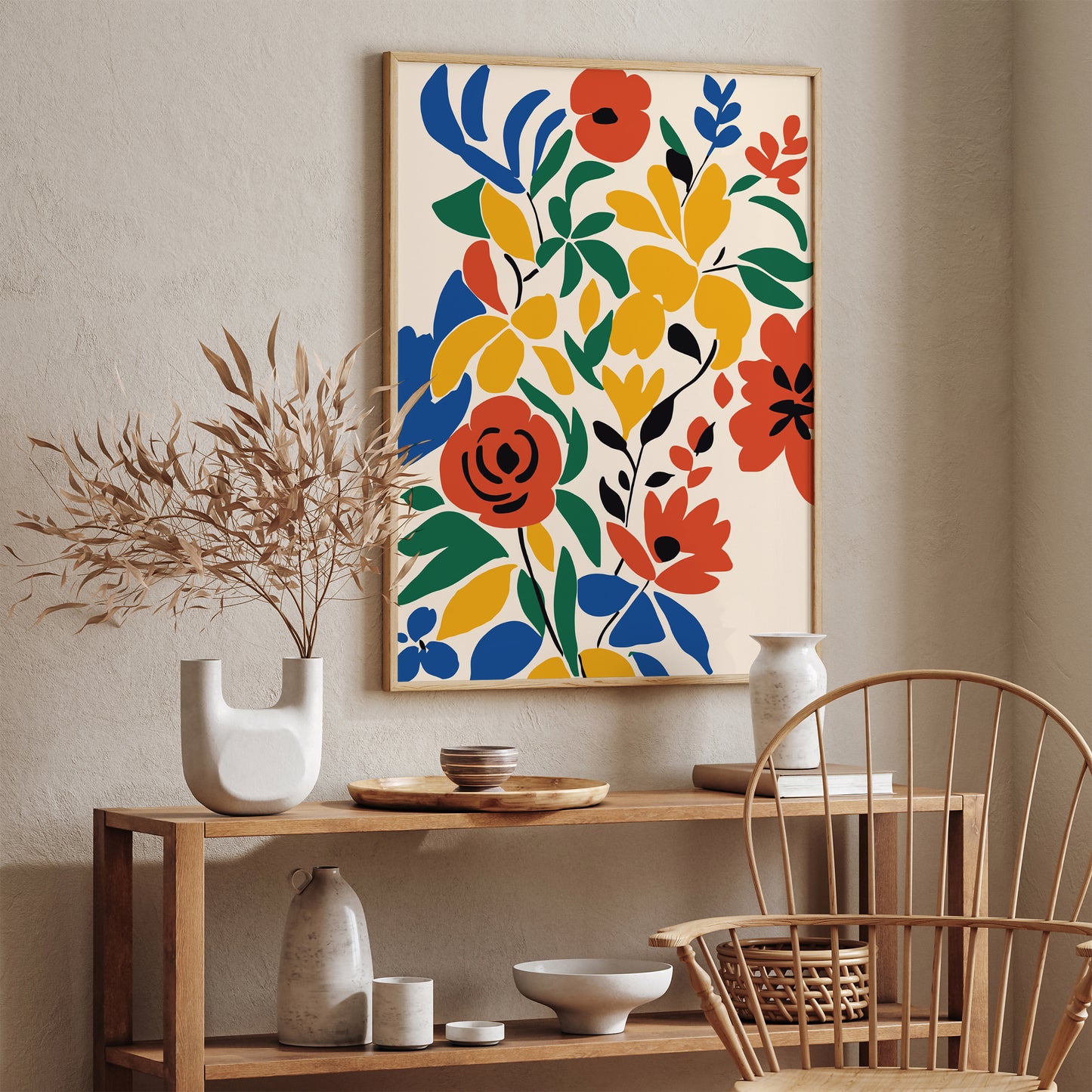 Colorful Floral Living Room Wall Art 2024