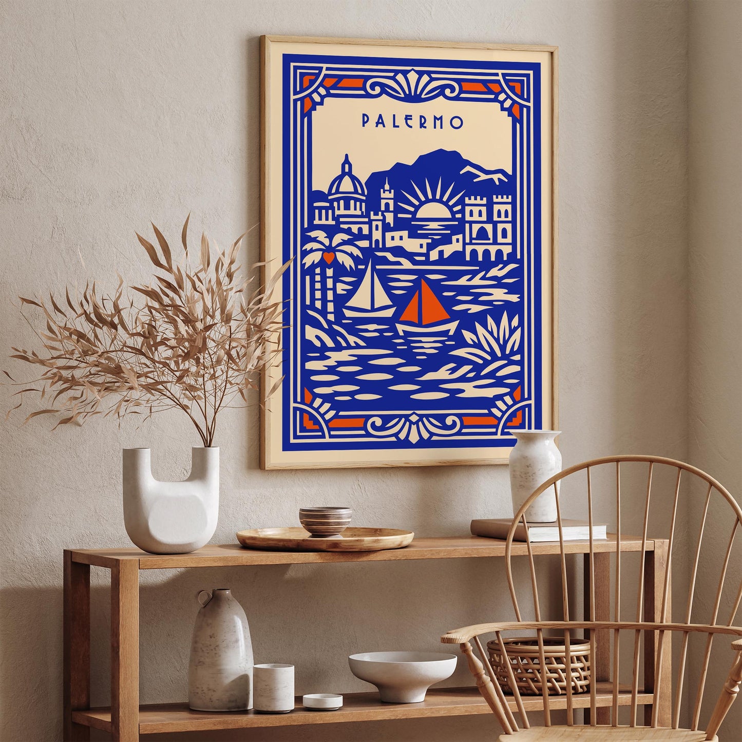 Palermo Sicily Poster - Blue Travel Wall Art