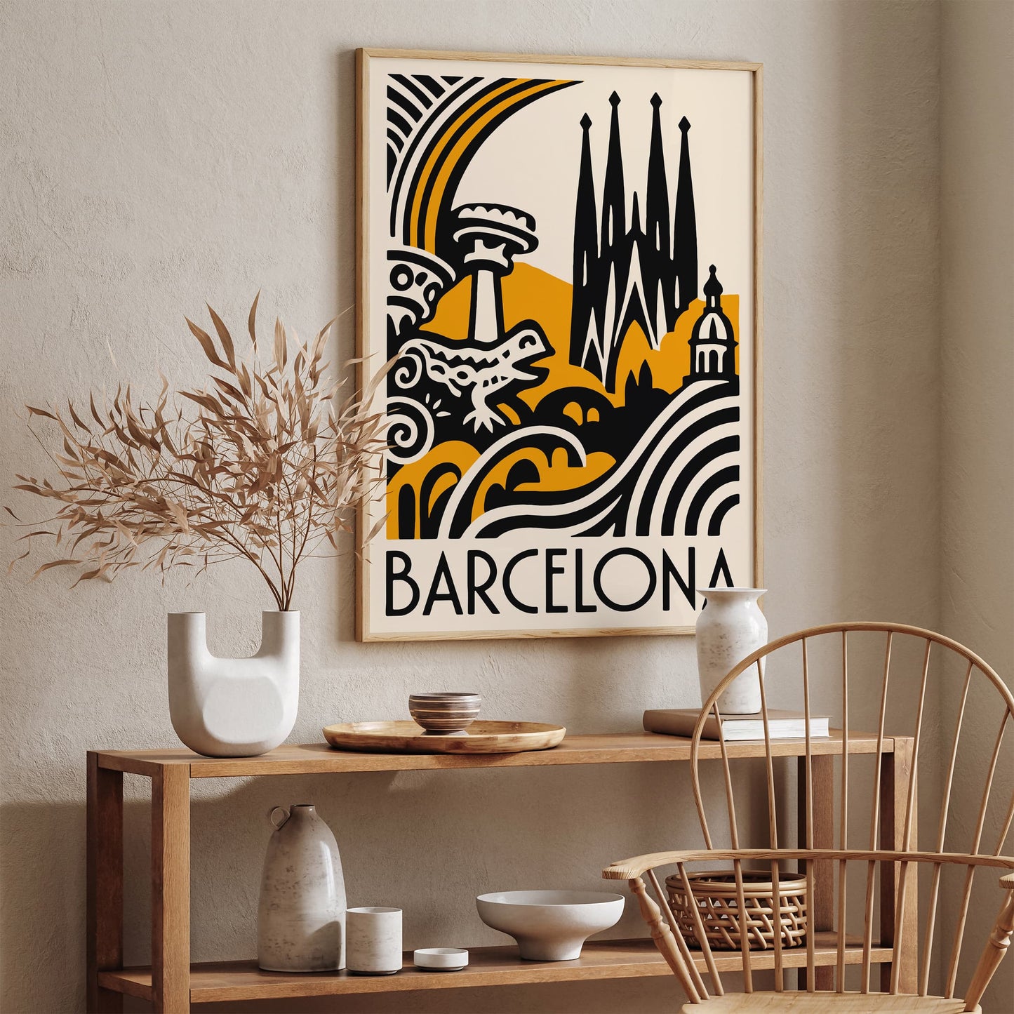 Barcelona Cityscape Modern Poster