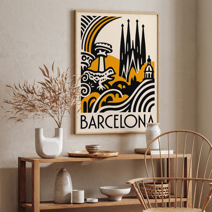 Barcelona Cityscape Modern Poster