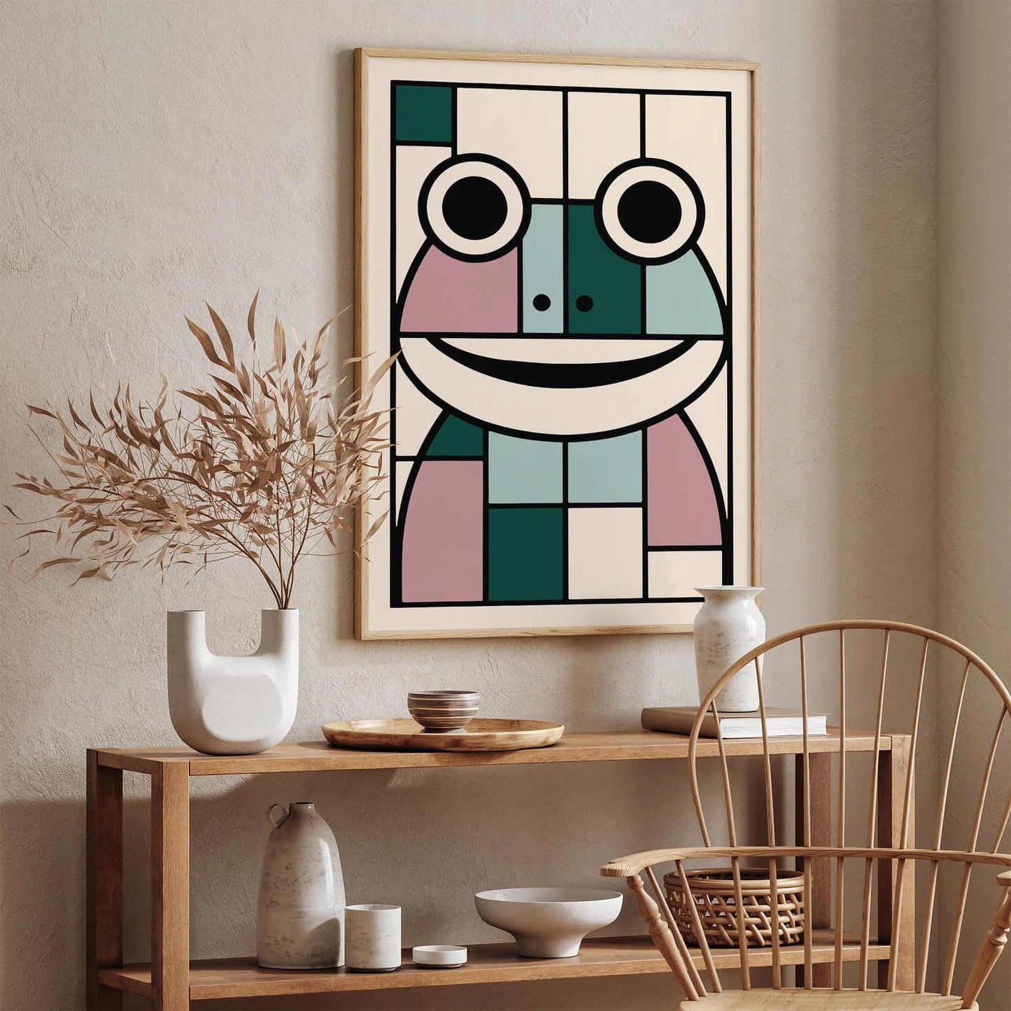Cute Frog in Bauhaus Style Art Print