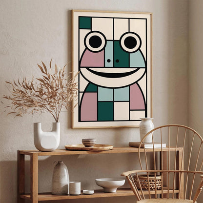 Cute Frog in Bauhaus Style Art Print