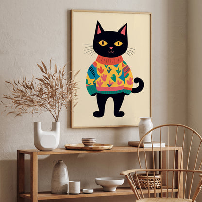 Sweater Cat Funny Art Print