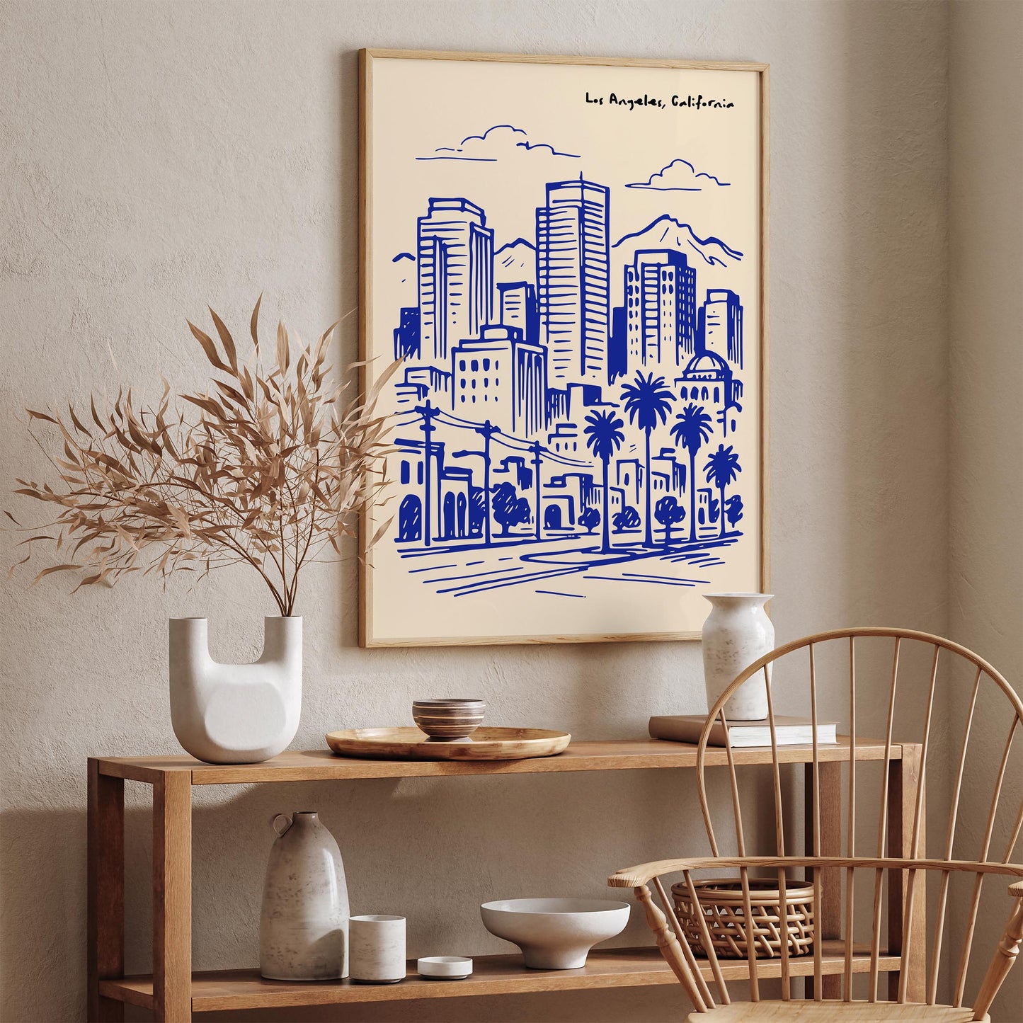 Los Angeles California Poster - Blue Cityscape Wall Art Print