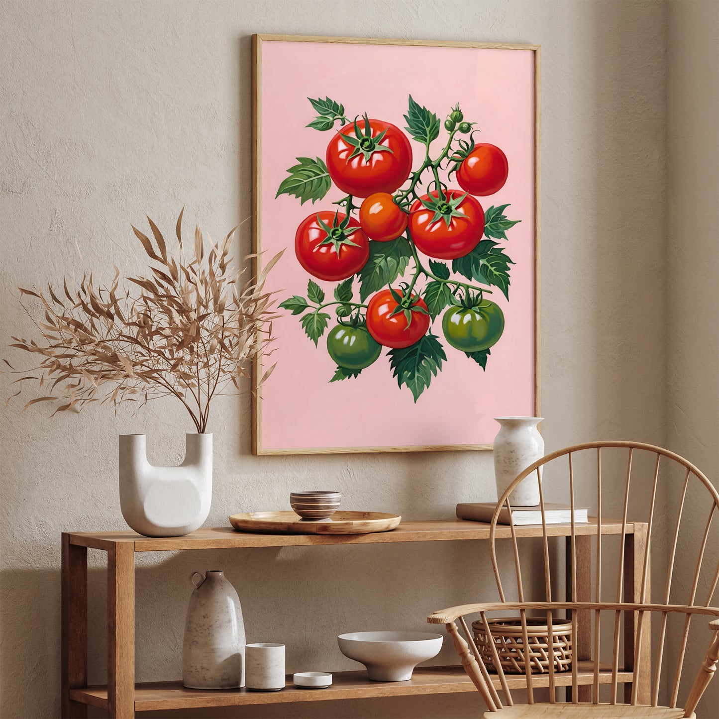 Red Tomatoes Pink Art Print