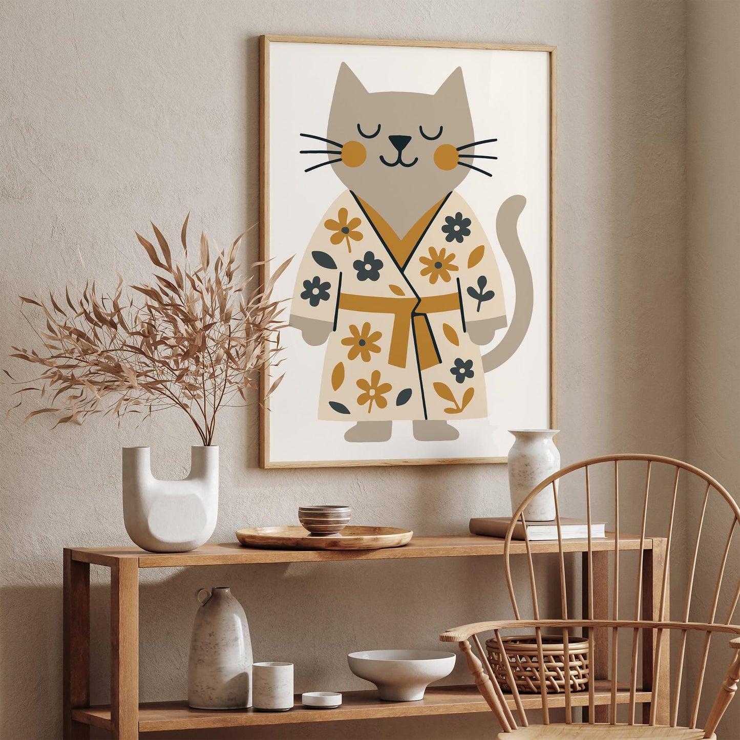 Spa Day Poster - Funny Cat in Bathrobe Print