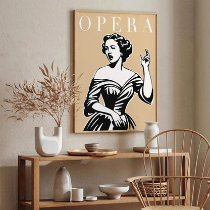 Classic Opera Poster Beige – Elegant Music Wall Decor