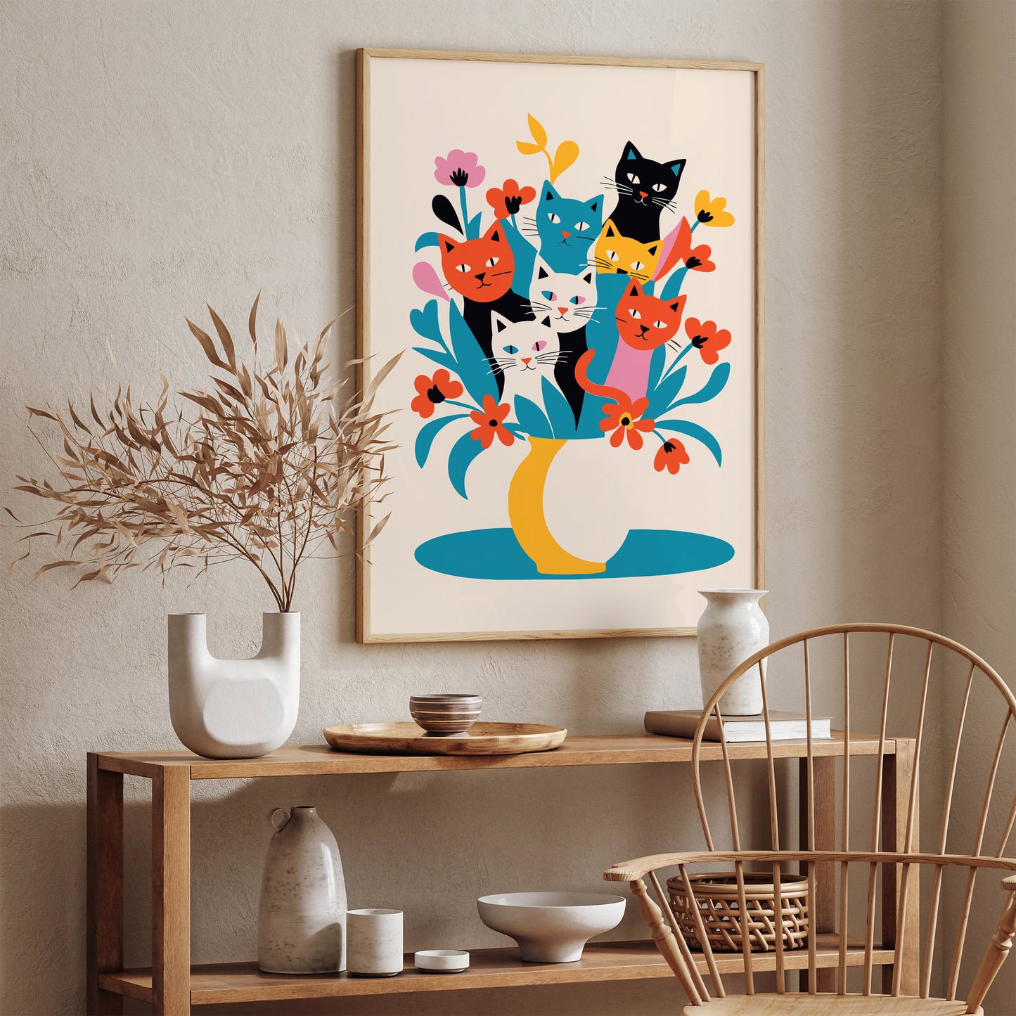 Floral Cats Bouquet Art Print