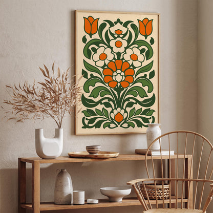 Folk Retro Flowers Print