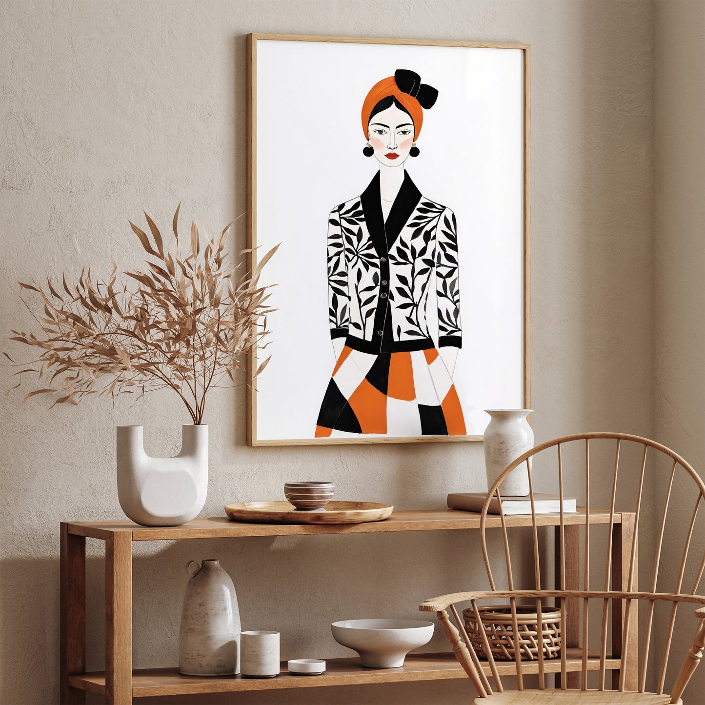 Retro Fashion Woman Art Print 2024