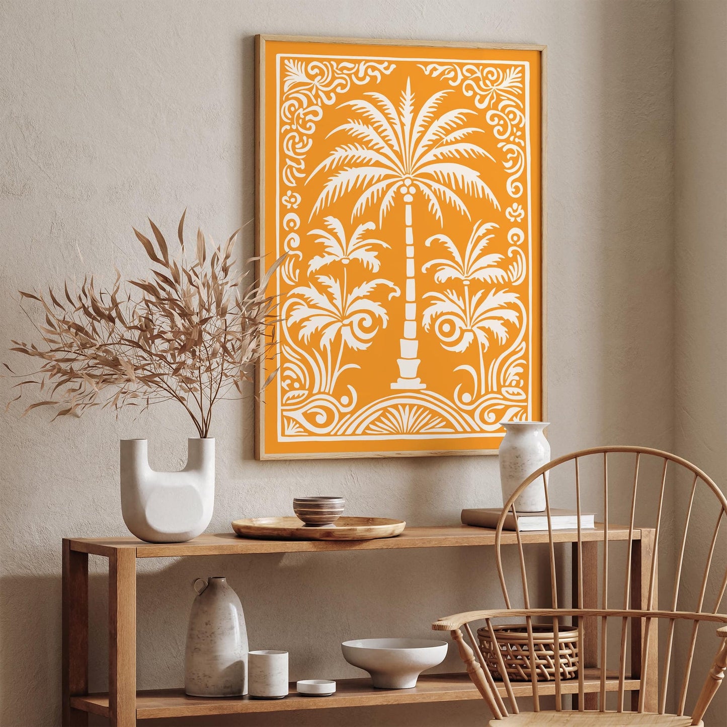 Warm Yellow Palm Tree Nature Wall Art Print