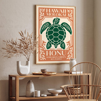 Hawaii Molokai Honu Turtle Poster